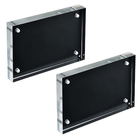 Azar Displays Black Acrylic Block with Metal Back Plate 4 in. X 6 in., 2PK 104666-BLK-2PK
